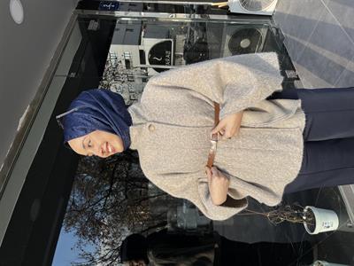 3019 Dik Yaka Tek Düğmeli Kemerli Panço