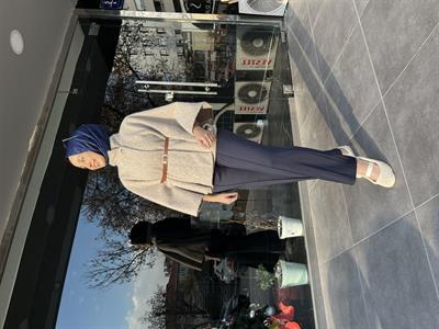 3019 Dik Yaka Tek Düğmeli Kemerli Panço