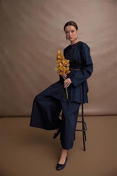 3104 Pantolon Tunikli Kemerli Pensli Gabardin Takım