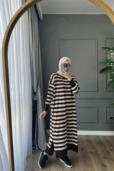 3389 Yeva Enine Çizgili Triko Tunik
