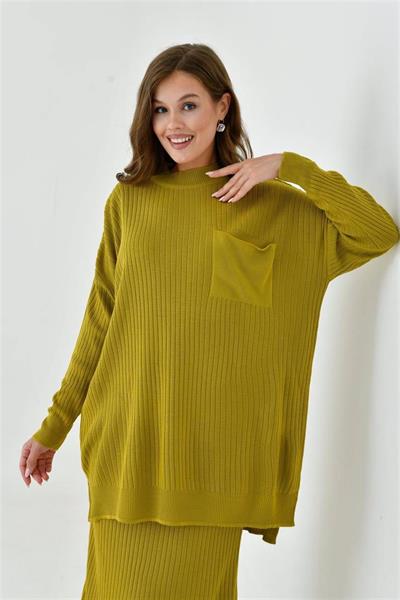 3402 Tek Cepli Fitilli Etekli Triko Takım