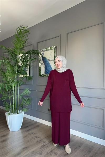 3402 Tek Cepli Fitilli Etekli Triko Takım