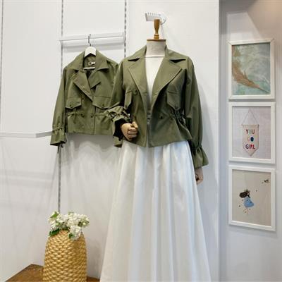 40108 Çift Cepli Bağıcık Detaylı Kısa Ceket