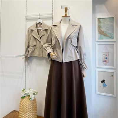 40108 Çift Cepli Bağıcık Detaylı Kısa Ceket