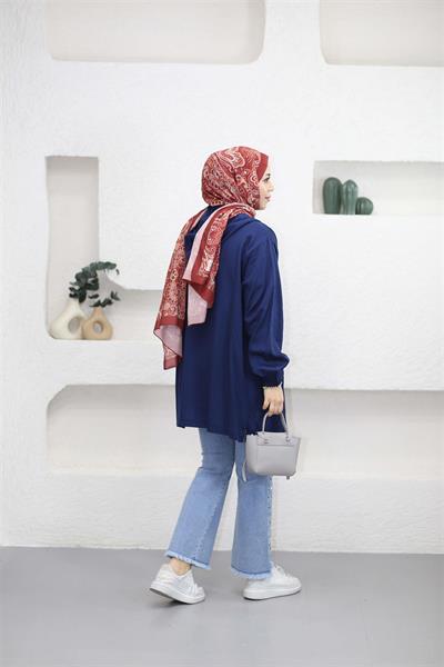 4380 Kapşonlu Boy Fermuarlı Cepli Ten Sel Kap