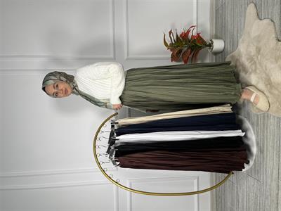 5001 Beli Lastikli Kırışık Detaylı Kroş Etek