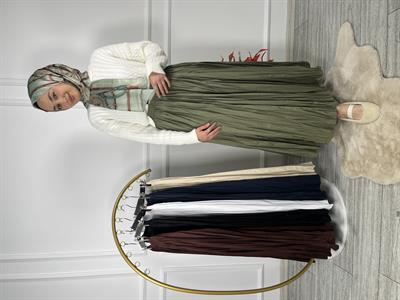 5001 Beli Lastikli Kırışık Detaylı Kroş Etek