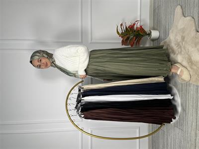 5001 Beli Lastikli Kırışık Detaylı Kroş Etek