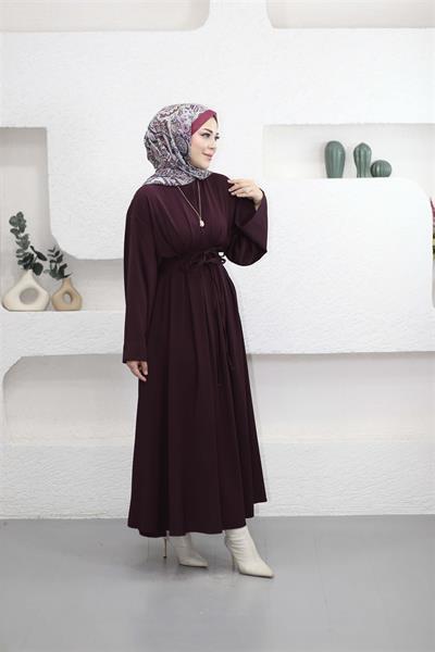 5003 Belden Pileli Bağıcıklı Elbise