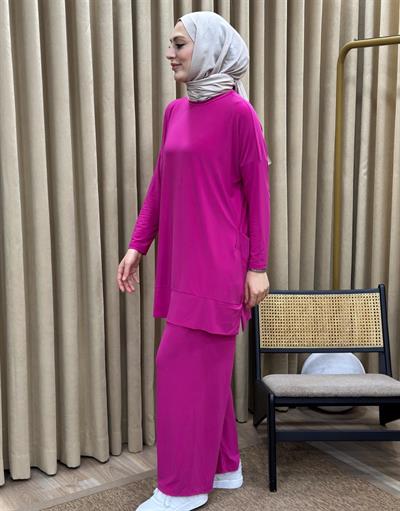 5015 Bisiklet Yaka Yanları Cepli Oversize Takım