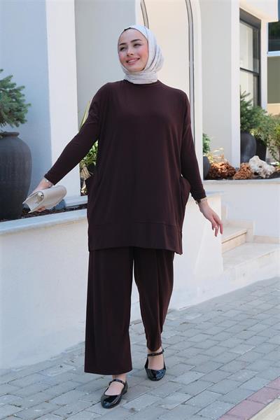5015 Bisiklet Yaka Yanları Cepli Oversize Takım