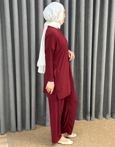 5015 Bisiklet Yaka Yanları Cepli Oversize Takım