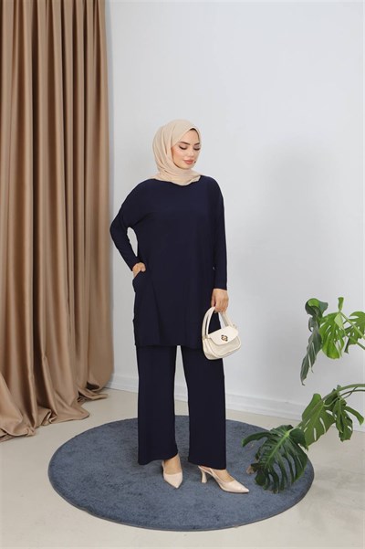 5015 Bisiklet Yaka Yanları Cepli Oversize Takım