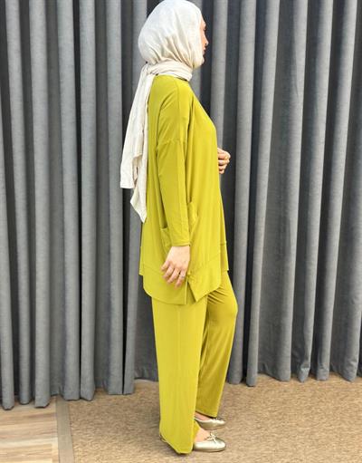 5015 Bisiklet Yaka Yanları Cepli Oversize Takım