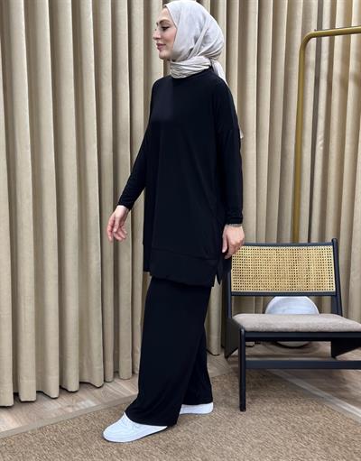 5015 Bisiklet Yaka Yanları Cepli Oversize Takım