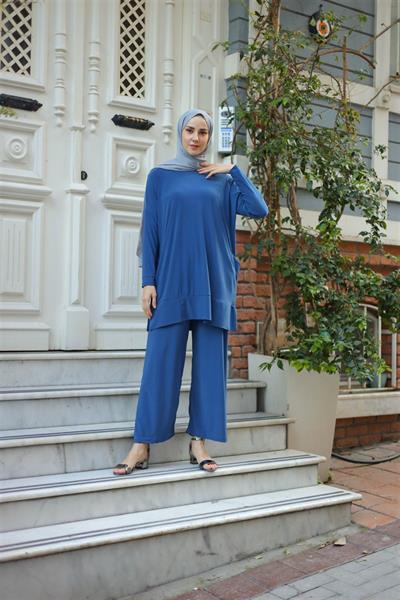 5015 Bisiklet Yaka Yanları Cepli Oversize Takım