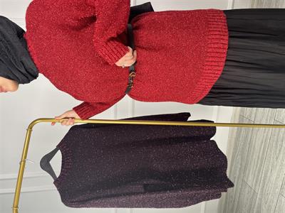 51114 Bisiklet Yaka Sim Detaylı Triko Tunik