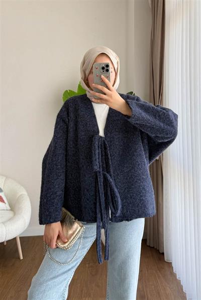 55003 Önü Bağlamalı Buklet Ceket