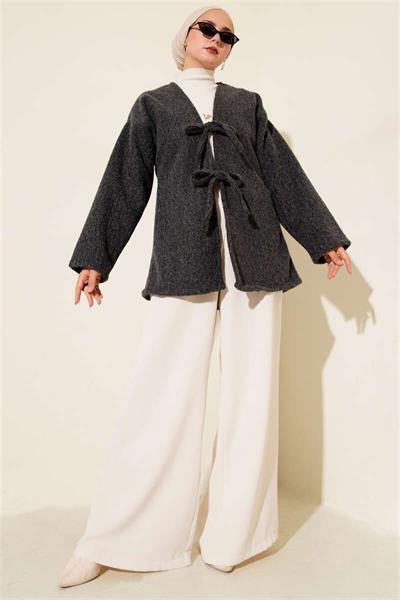 55003 Önü Bağlamalı Buklet Ceket