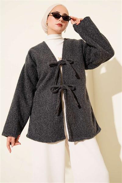 55003 Önü Bağlamalı Buklet Ceket