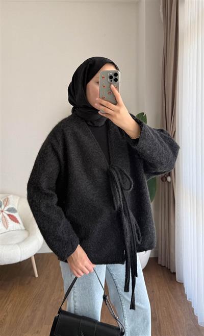 55003 Önü Bağlamalı Buklet Ceket