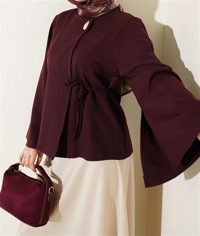 5920 Yandan Bağlamalı Tek Düğmeli Kimono Ceket