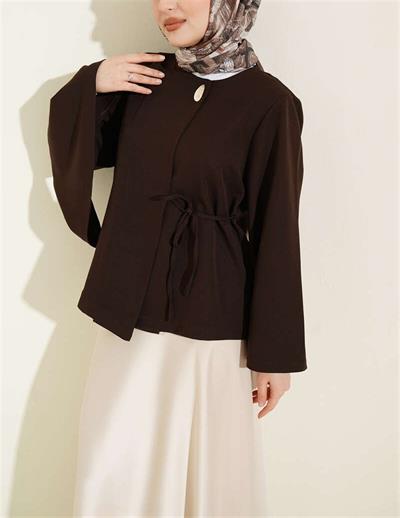 5920 Yandan Bağlamalı Tek Düğmeli Kimono Ceket