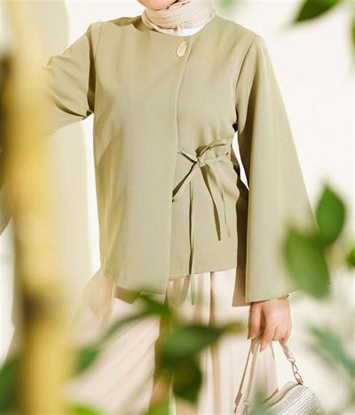 5920 Yandan Bağlamalı Tek Düğmeli Kimono Ceket