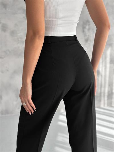 6046 Kemeri Dilli Çift Düğmeli Palazzo Kumaş Pantolon