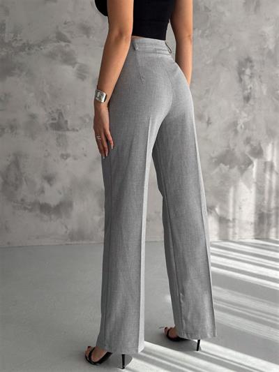 6046 Kemeri Dilli Çift Düğmeli Palazzo Kumaş Pantolon