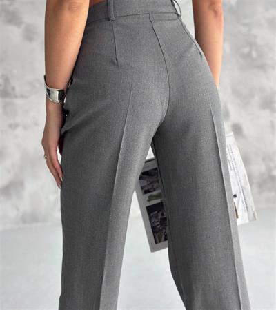 6046 Kemeri Dilli Çift Düğmeli Palazzo Kumaş Pantolon