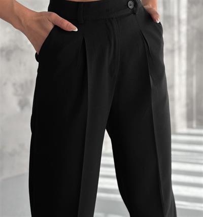 6046 Kemeri Dilli Çift Düğmeli Palazzo Kumaş Pantolon