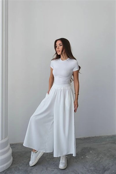 6137 Beli Lastikli Etek Görünümlü Pantolon