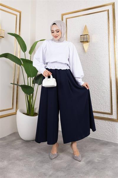 6137 Beli Lastikli Etek Görünümlü Pantolon