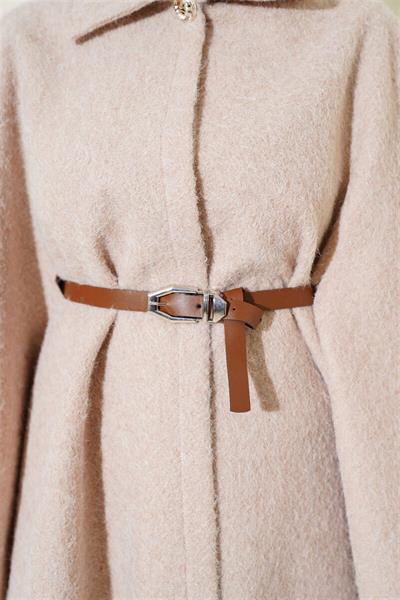 66001 Kemerli Tek Düğmeli Buklet Panço