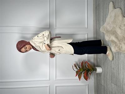 7238 Kuşaklı Apoletli Gabardin Ceket