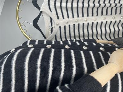 7538 Angora Çizgili Peluş Uzun Hırka