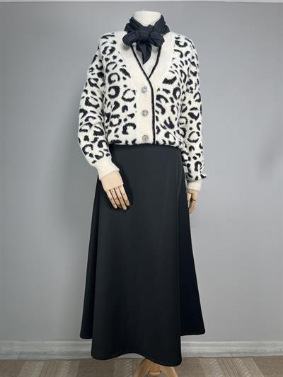 7588 Angora Leopar Desenli Hırka Ceket