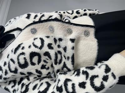 7588 Angora Leopar Desenli Hırka Ceket