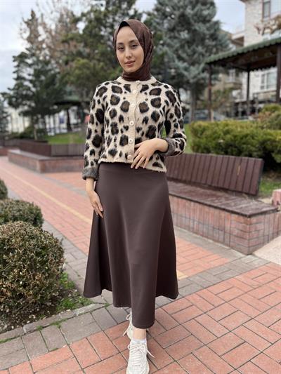 7596 Şardonlu Leopar Desenli Kısa Ceket