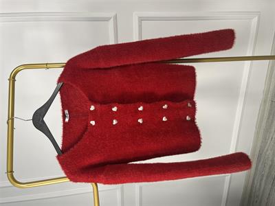 7660 Angora Yuvarlak Yaka Kalp Düğmeli Kısa Hırka