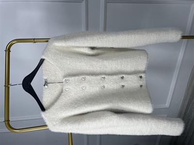 7660 Angora Yuvarlak Yaka Kalp Düğmeli Kısa Hırka