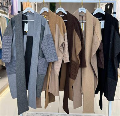 7775 Kol Ve Cepleri Kapitone Dikim Balıksırtı Desenli Kaban