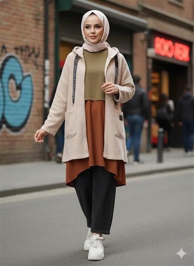 7940 Kapşonlu Fermuarlı Welsoft Kaban