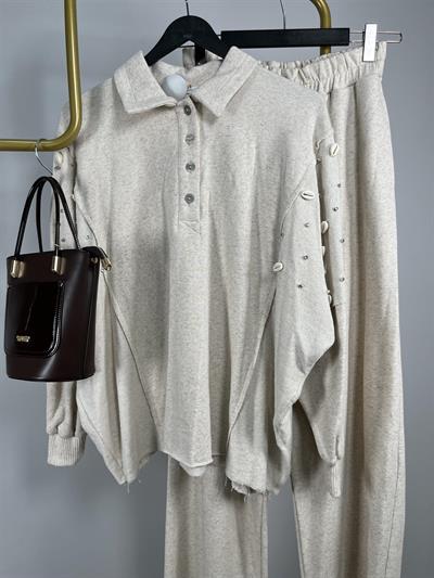 8512 Kolları Taş İşlemeli Yarım Pat Takım