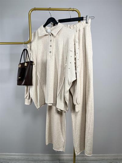 8512 Kolları Taş İşlemeli Yarım Pat Takım