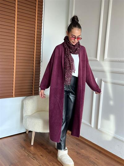 92476 Şal Yaka Düşük Omuz Sakal Kumaş Hırka