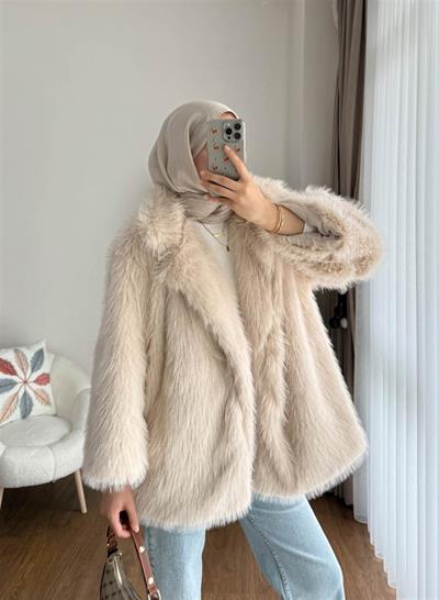99004 Yakalı Uzun Kürk Kaban