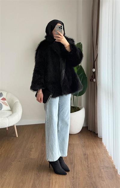 99004 Yakalı Uzun Kürk Kaban