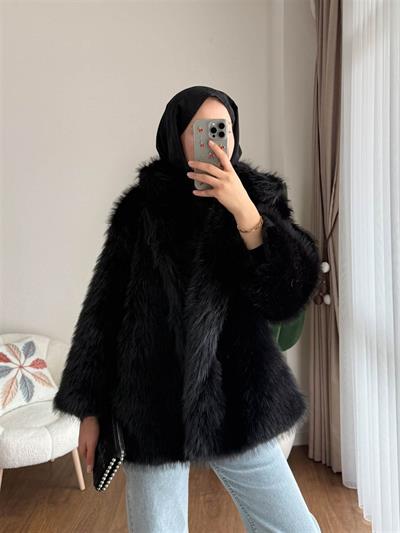 99004 Yakalı Uzun Kürk Kaban